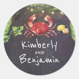 Crab Beach Tropische Palm String Lights Ronde Sticker