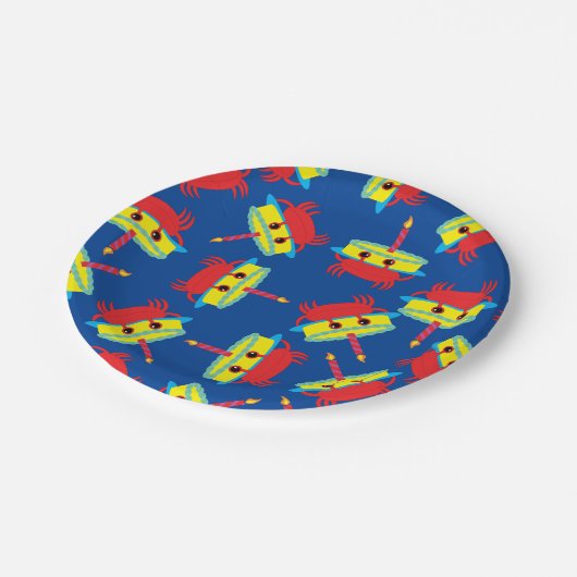 Crab Beach verjaardagsfeestje Papieren Bordje (Gekanteld)