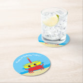 Crab Beach verjaardagsfeestje Ronde Kartonnen Onderzetter (Insitu)