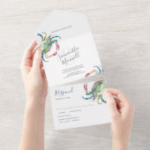 Crab Beach Weddenschap in één uitnodiging Sjabloon (Afscheurbaar)