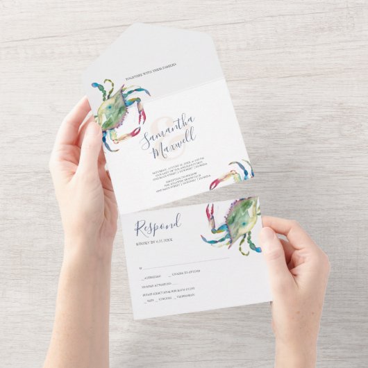 Crab Beach Weddenschap in één uitnodiging Sjabloon (Afscheurbaar)