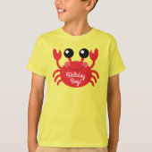 Crab Birthday Boy Cute Cartoon Kinder T-Shirt (Voorkant)