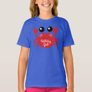 Crab Birthday Girl Cute Cartoon Kinder T-Shirt