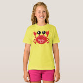 Crab Birthday Girl Cute Cartoon Kinder T-shirt (Voorkant volledig)