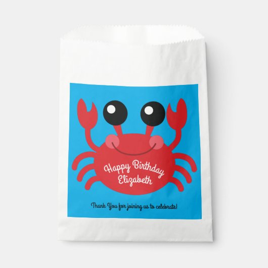 Crab Birthday Party Cute Cartoon Kinder Bedankzakje (Voorkant)