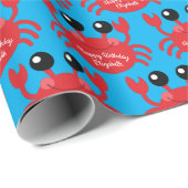 Crab Birthday Party Cute Cartoon Kinder Cadeaupapier (Rol Hoek)