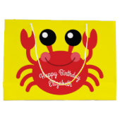 Crab Birthday Party Cute Cartoon Kinder Groot Cadeauzakje (Achterkant)