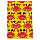 Crab Birthday Party Cute Cartoon Kinder Medium Cadeauzakje (Voorkant)