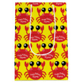Crab Birthday Party Cute Cartoon Kinder Medium Cadeauzakje (Achterkant)