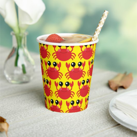 Crab Birthday Party Cute Cartoon Kinder Papieren Bekers (Insitu)