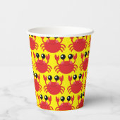 Crab Birthday Party Cute Cartoon Kinder Papieren Bekers (Achterkant)