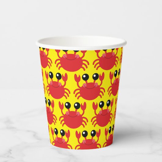 Crab Birthday Party Cute Cartoon Kinder Papieren Bekers (Achterkant)