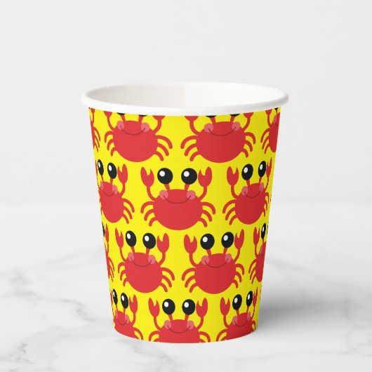 Crab Birthday Party Cute Cartoon Kinder Papieren Bekers (Links)