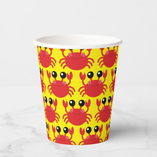Crab Birthday Party Cute Cartoon Kinder Papieren Bekers (Voorkant)