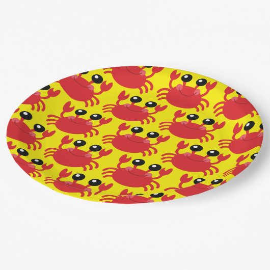 Crab Birthday Party Cute Cartoon Kinder Papieren Bordje (Gekanteld)