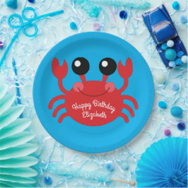 Crab Birthday Party Cute Cartoon Kinder Papieren Bordje
