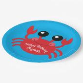 Crab Birthday Party Cute Cartoon Kinder Papieren Bordje (Gekanteld)