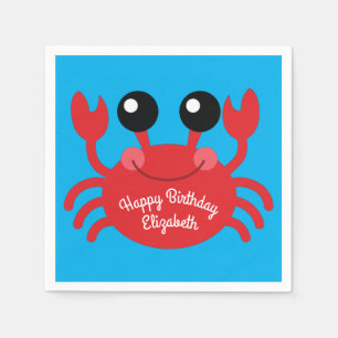 Crab Birthday Party Cute Cartoon Kinder Servet