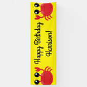 Crab Birthday Party Cute Cartoon Kinder Spandoek (Verticaal)