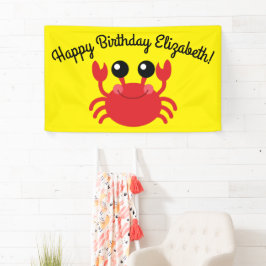 Crab Birthday Party Cute Cartoon Kinder Spandoek