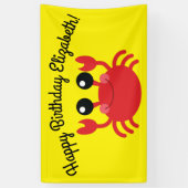 Crab Birthday Party Cute Cartoon Kinder Spandoek (Verticaal)