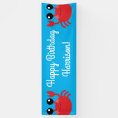 Crab Birthday Party Cute Cartoon Kinder Spandoek (Verticaal)