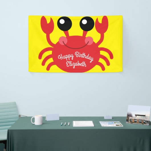 Crab Birthday Party Cute Cartoon Kinder Spandoek (Beurs)