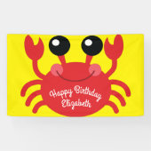 Crab Birthday Party Cute Cartoon Kinder Spandoek (Horizontaal)