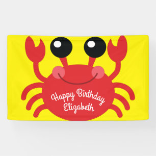 Crab Birthday Party Cute Cartoon Kinder Spandoek