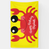Crab Birthday Party Cute Cartoon Kinder Spandoek (Verticaal)