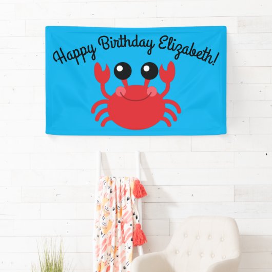 Crab Birthday Party Cute Cartoon Kinder Spandoek (Insitu)