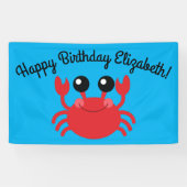 Crab Birthday Party Cute Cartoon Kinder Spandoek (Horizontaal)