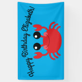 Crab Birthday Party Cute Cartoon Kinder Spandoek (Verticaal)