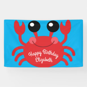 Crab Birthday Party Cute Cartoon Kinder Spandoek