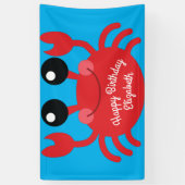 Crab Birthday Party Cute Cartoon Kinder Spandoek (Verticaal)