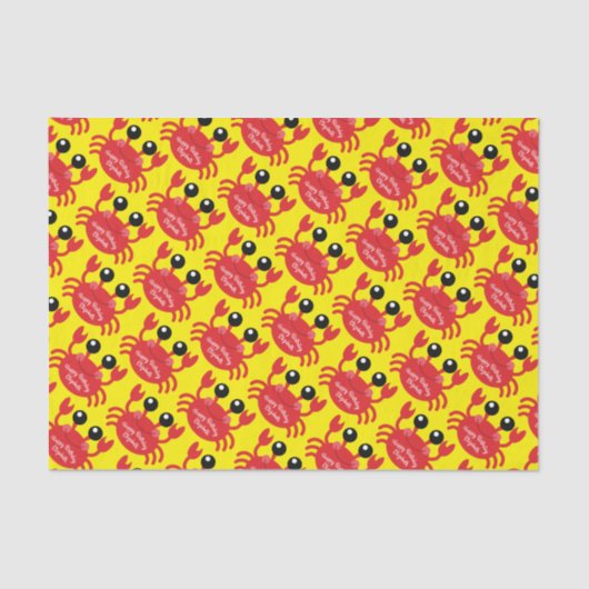 Crab Birthday Party Cute Cartoon Kinder Tissuepapier (Voorkant)