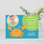 Crab Birthday Party Invitation Kaart (Staand voorkant)