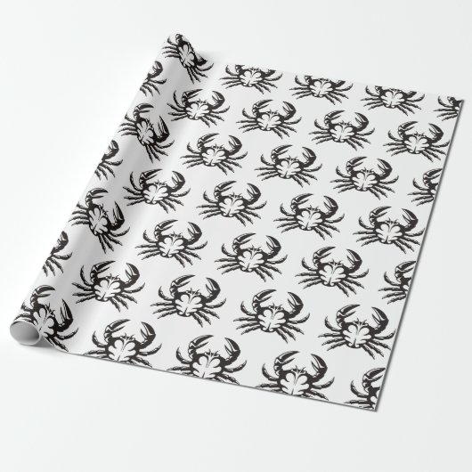 Crab Black Cadeaupapier (Uitgerold)