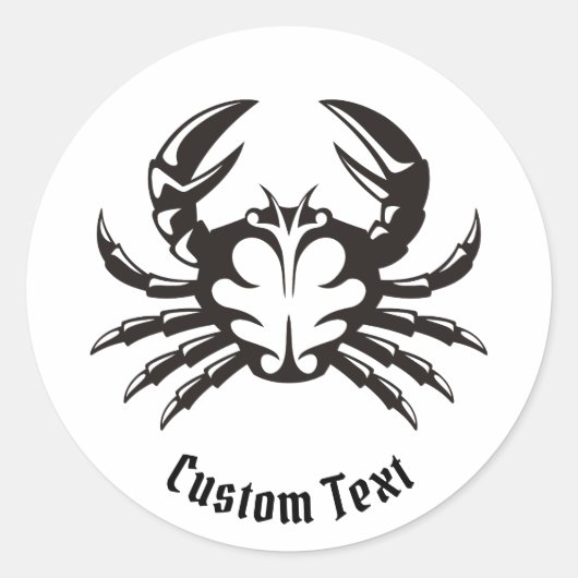 Crab Black Ronde Sticker (Voorkant)