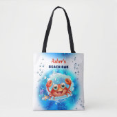 Crab Blue Boy Pool Beach Aangepaste naam Tote Bag (Voorkant)
