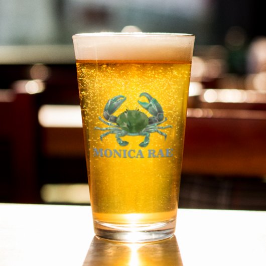 Crab Blue Crustacean Monogram Glas