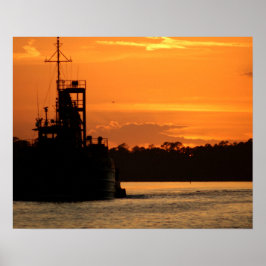 Crab Boat in the Sunset on the Bay Color 16x20 Poster