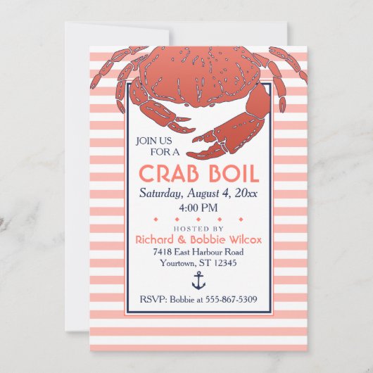 Crab Boil | Aangepaste uitnodiging voor marine/Cor (Voorkant)