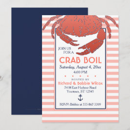 Crab Boil | Aangepaste uitnodiging voor marine/Cor