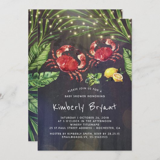 Crab Boil Beach Palm String Lights Baby shower Kaart (Voorkant / Achterkant)