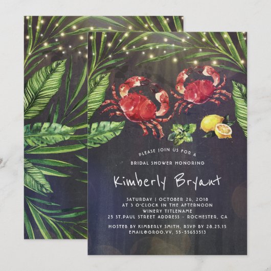 Crab Boil Beach Palm String Lights Vrijgezellenfee Kaart (Voorkant / Achterkant)