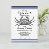 Crab Boil Engagement Party Check Blue Beach Kaart (Staand voorkant)