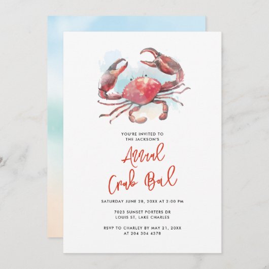 Crab Boil Family Summer Seafood Party Kaart (Voorkant / Achterkant)