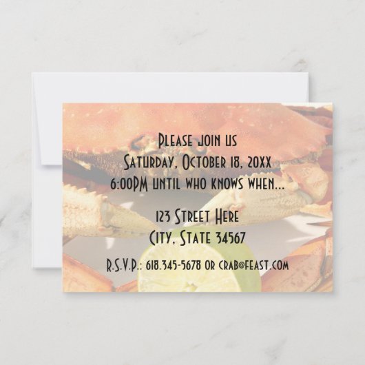 Crab Boil Feast Invitations Kaart (Achterkant)
