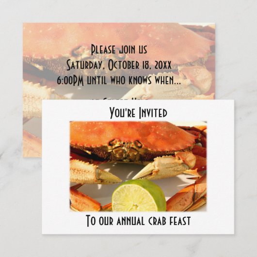 Crab Boil Feast Invitations Kaart (Voorkant / Achterkant)